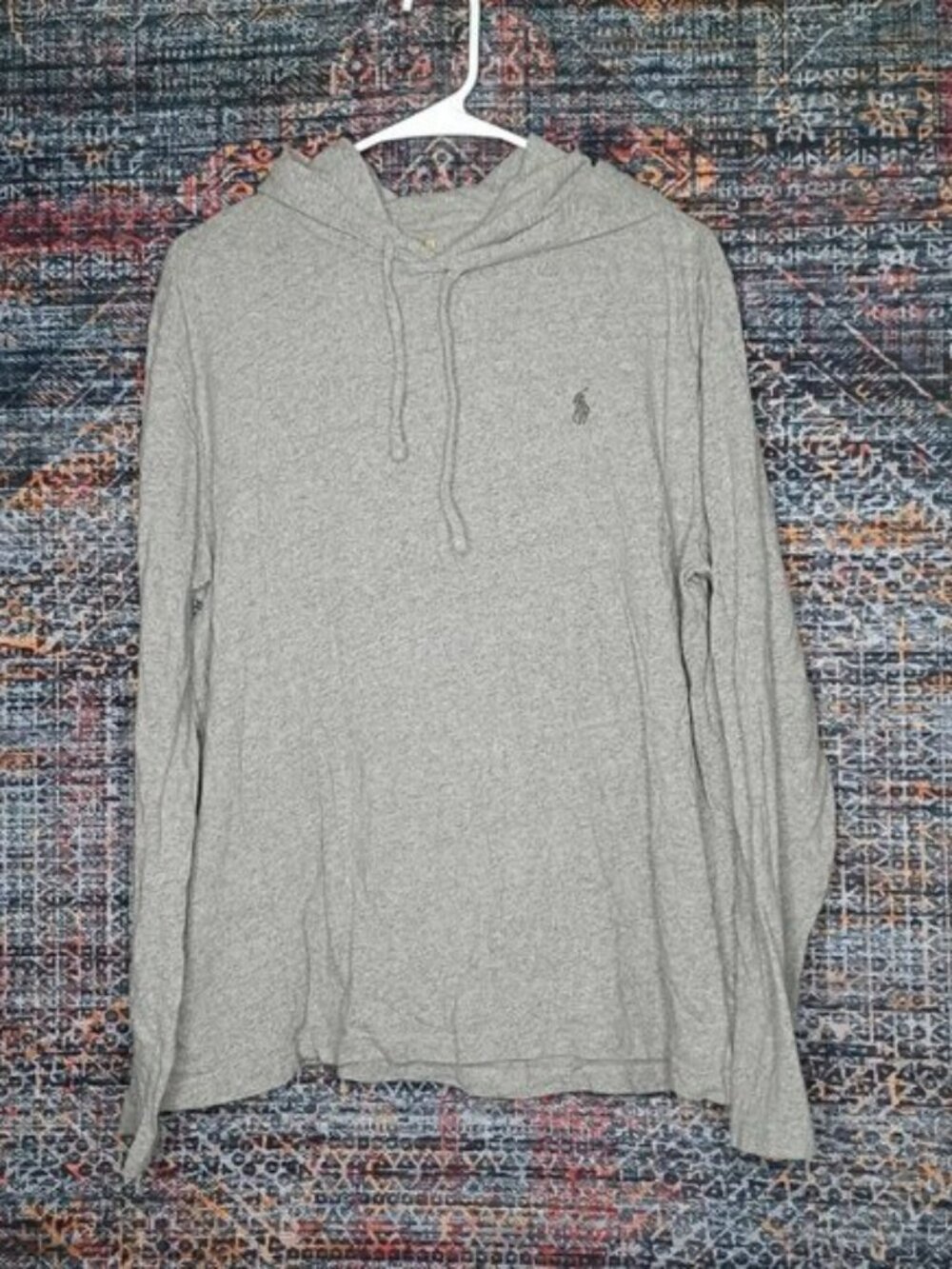 POLO Ralph Lauren mens heathered gray lightweight hoodie L EUC